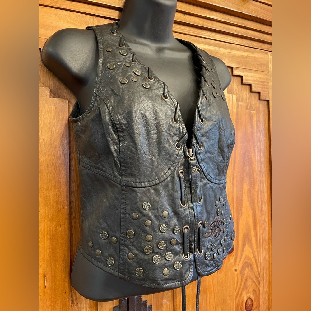 Harley Davidson lambskin Vest with embellishments - Picture 11 of 11